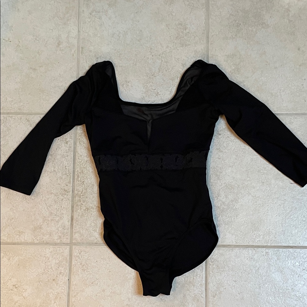 Bloch black leotard 3/4 sleeve